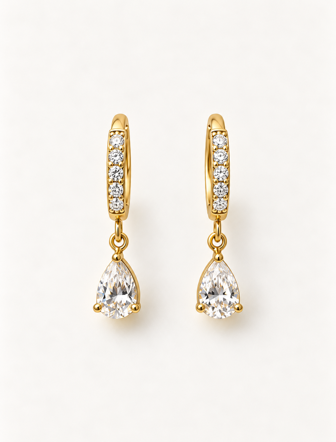 Pave Pear Drop Huggie