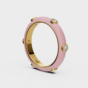 Pastel Pink Studded Enamel Ring