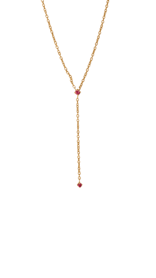 Ruby Drop Lariat Necklace