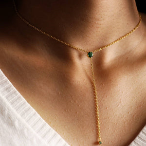 Emerald Drop Lariat Necklace