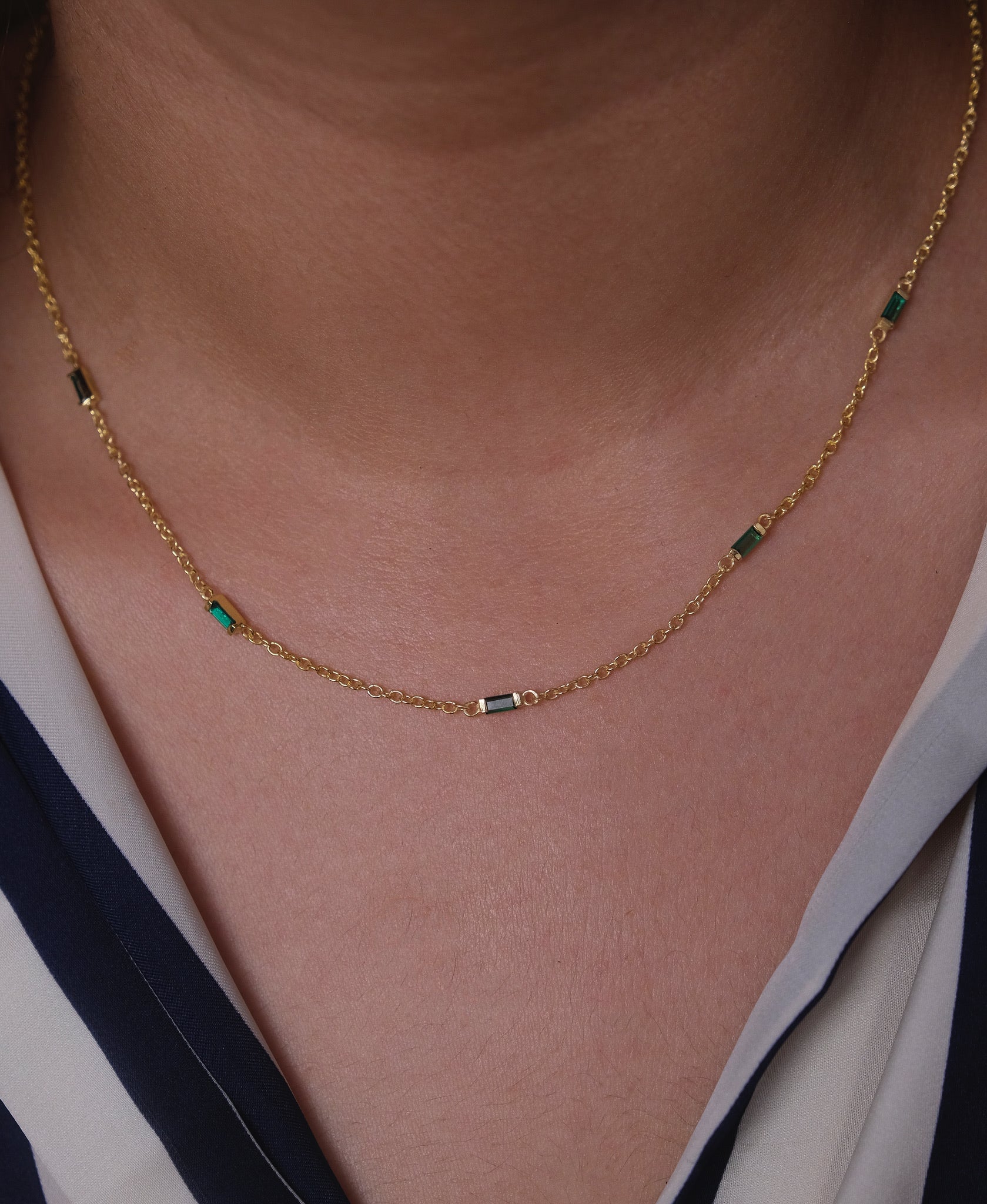 Emerald Baguette Necklace