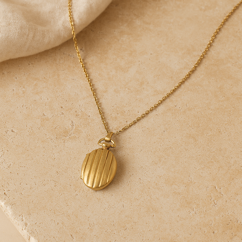 Vintage Stripe Locket Necklace