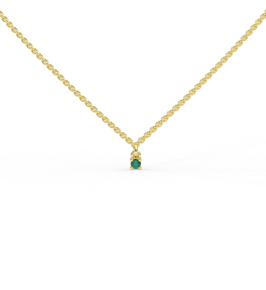 Solitaire Emerald Necklace White Gold