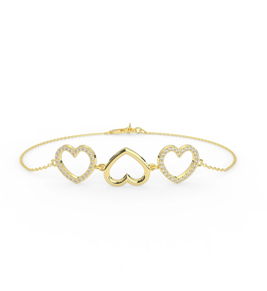 Three Mini Heart Charm Bracelet +1