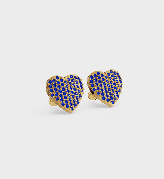 Sapphire Heart Studs