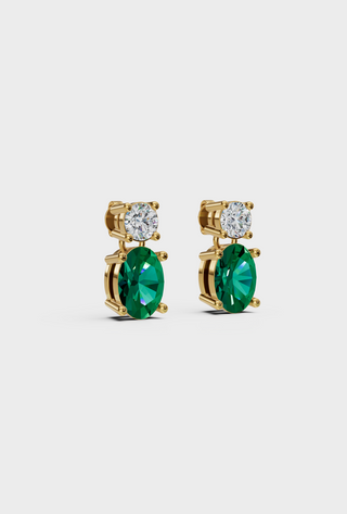 Green Oval Drop Earrings