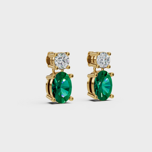 Green Oval Drop Earrings