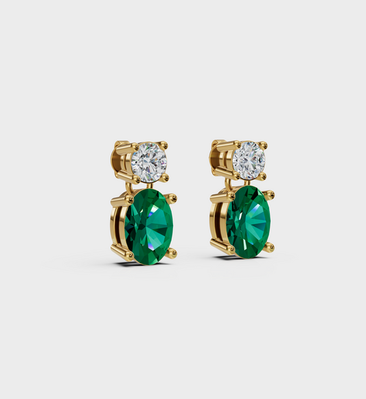 Green Oval Drop Earrings