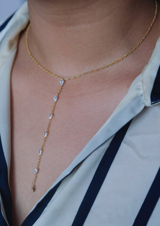 Diamond Pear Lariat Necklace