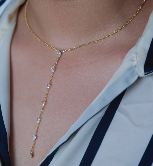 Diamond Pear Lariat Necklace