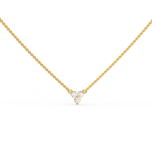 Gold Trio Cluster Necklace Yellow Gold