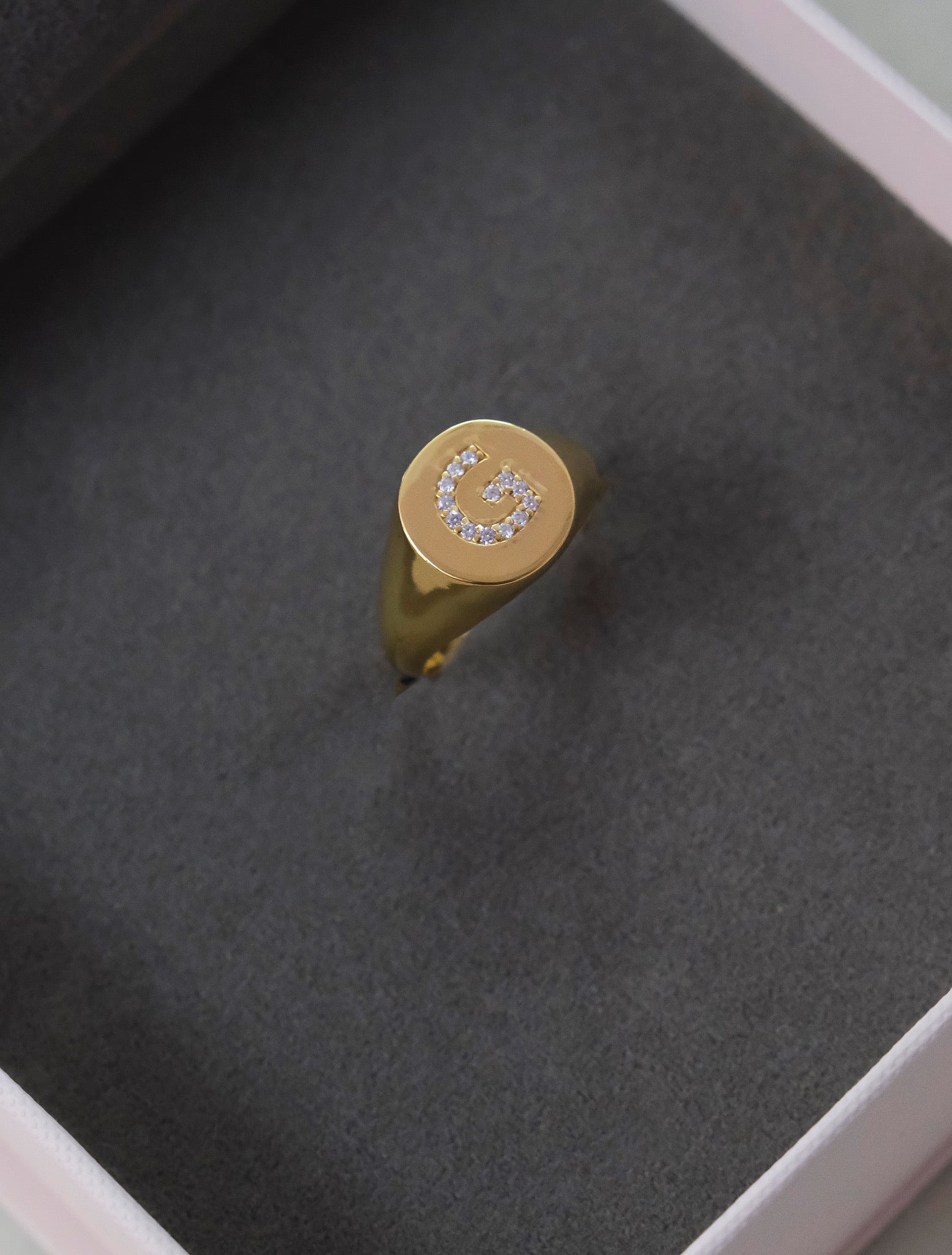 Initial Diamond Signet Ring