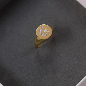 Initial Diamond Signet Ring