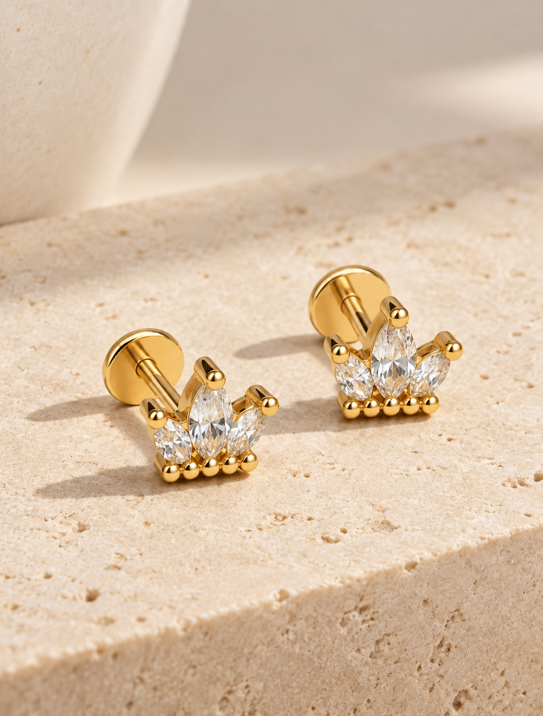 Mini Marquise Crown Stud