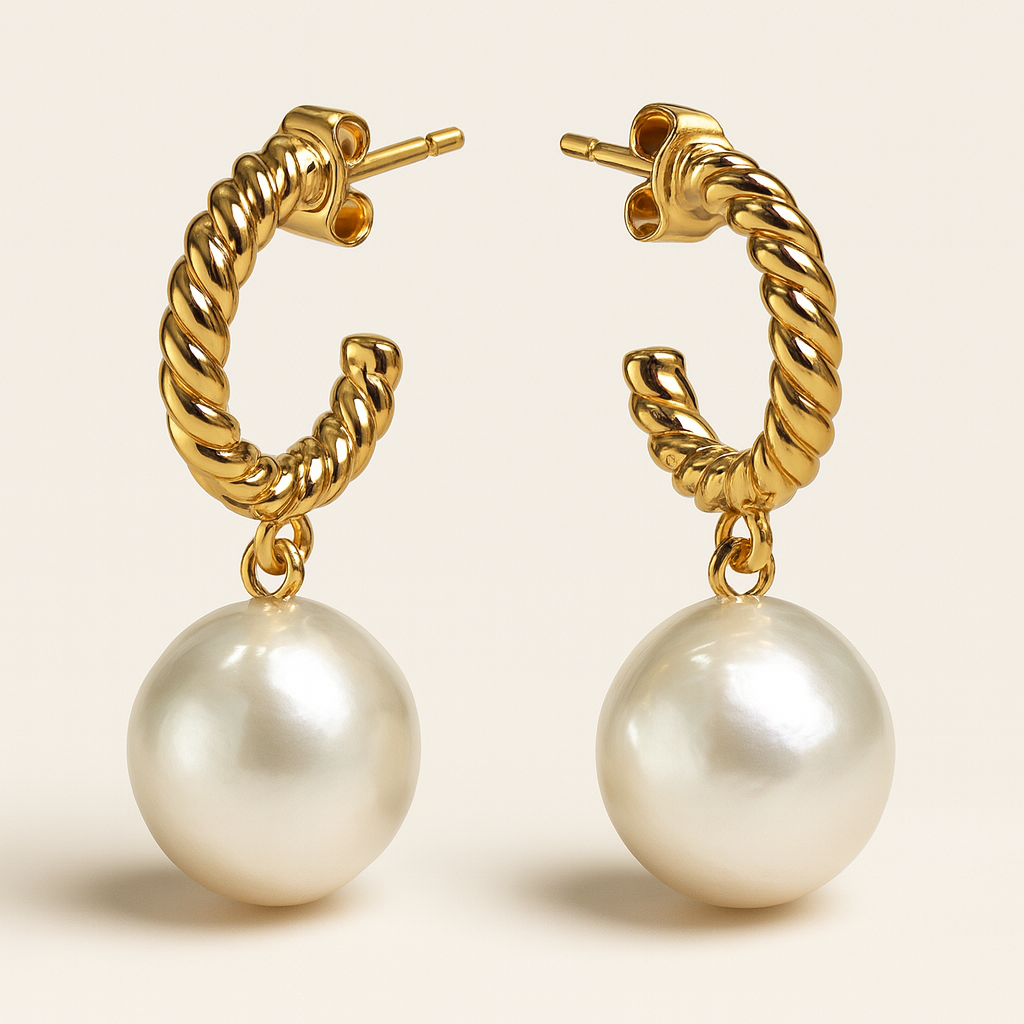 Perle Huggie Hoops
