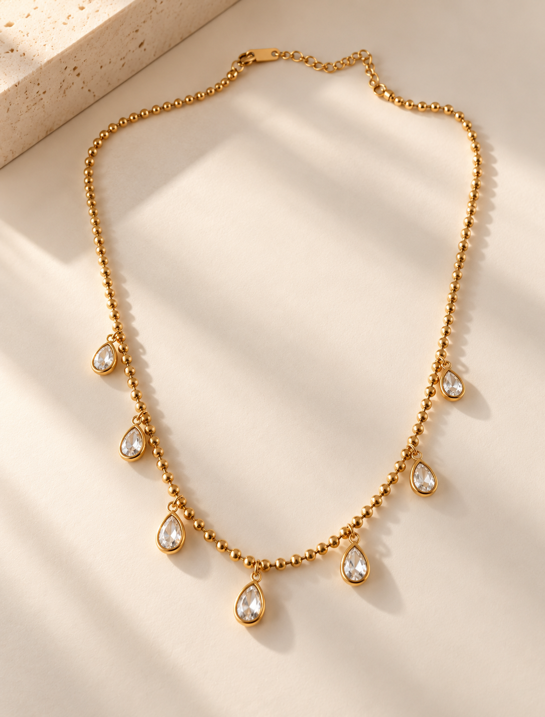 Teardrop Charm Station Necklace