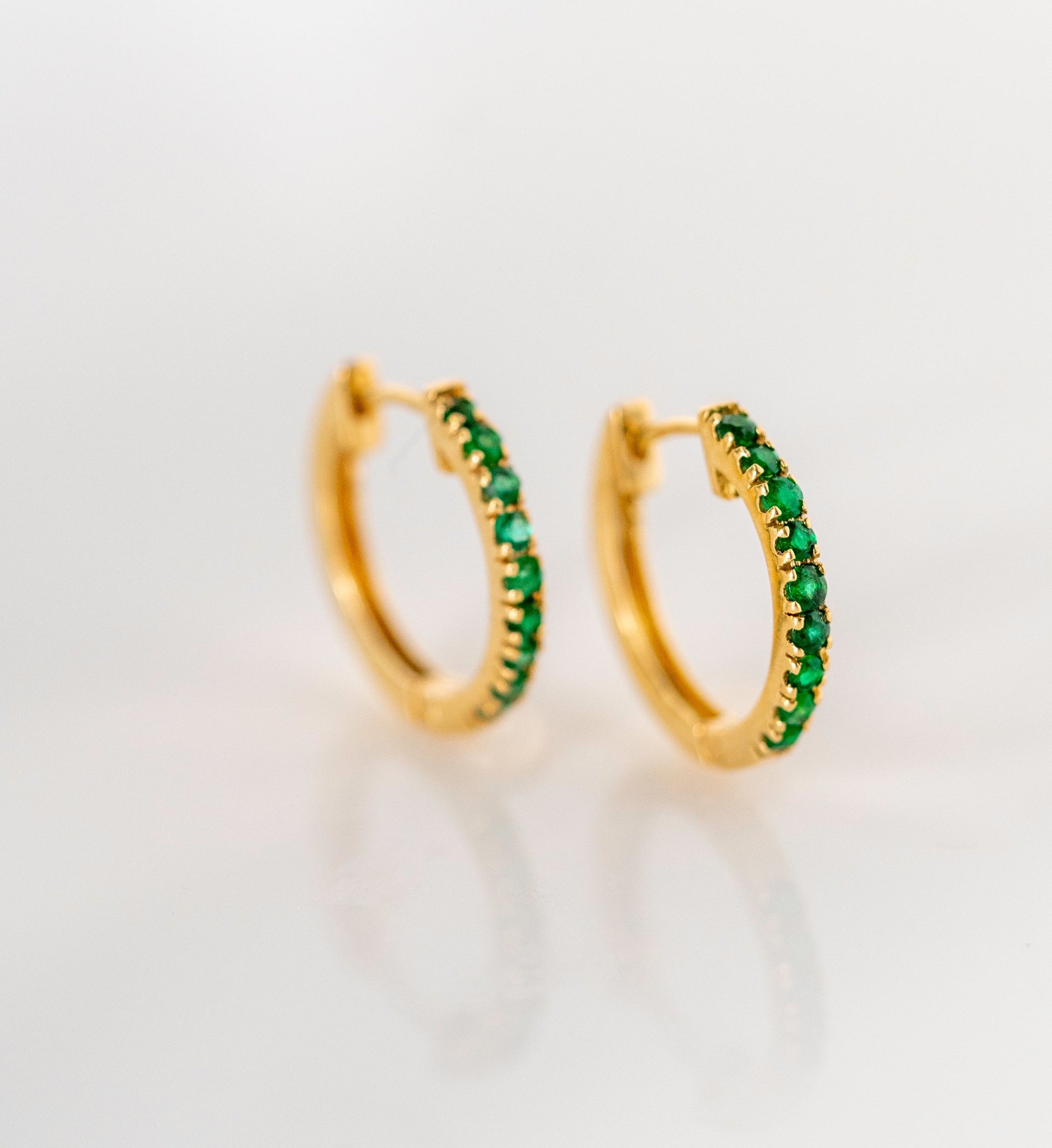 Emerald Simple Hoops