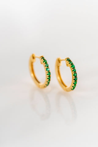 Emerald Simple Hoops