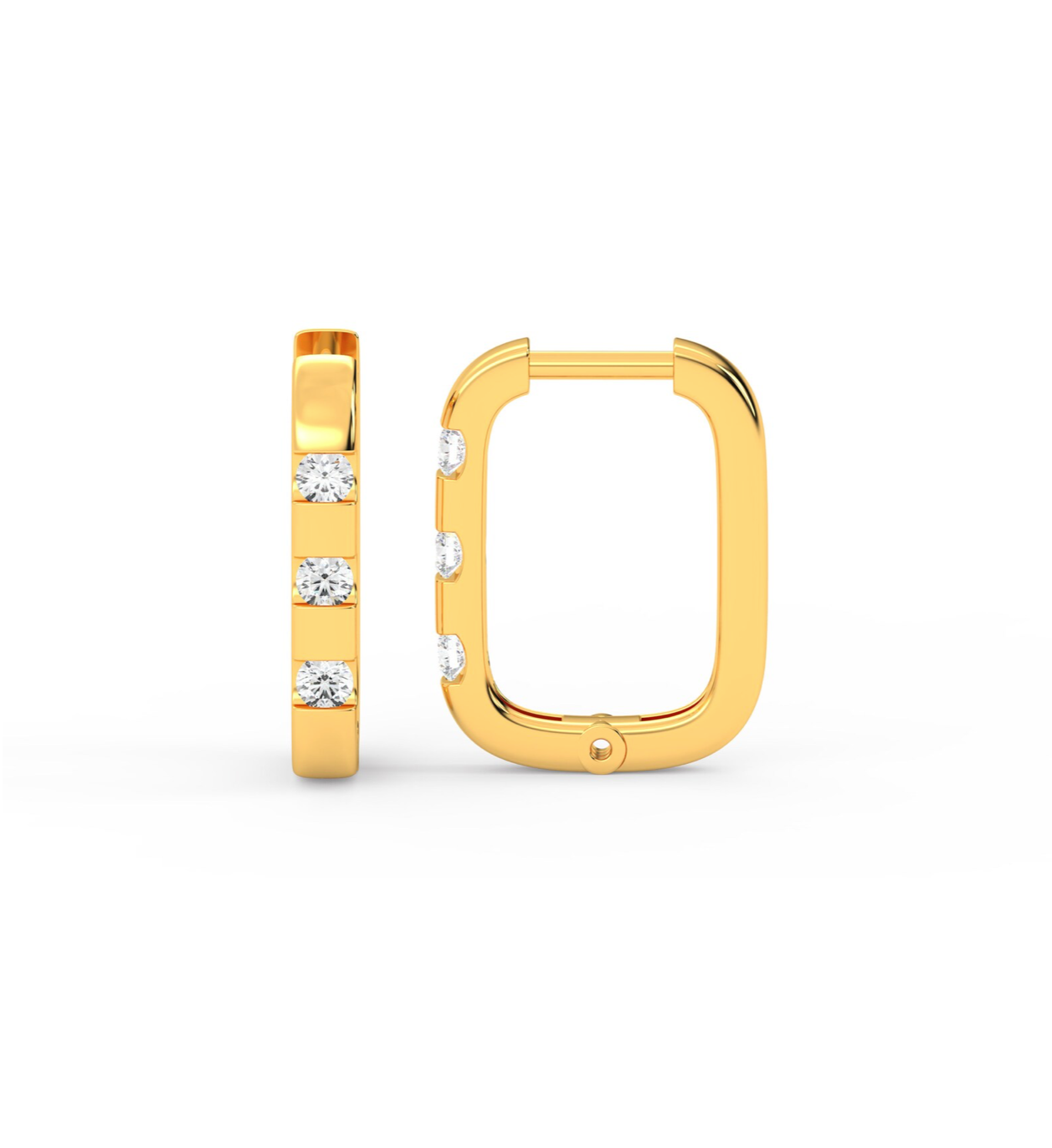 Three Diamond Hoop earring White Gold