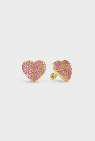 Ruby Heart Studs