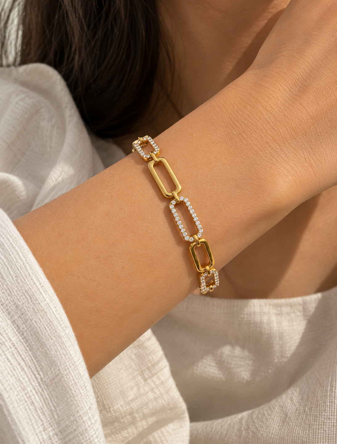 Pave Paperclip Bracelet