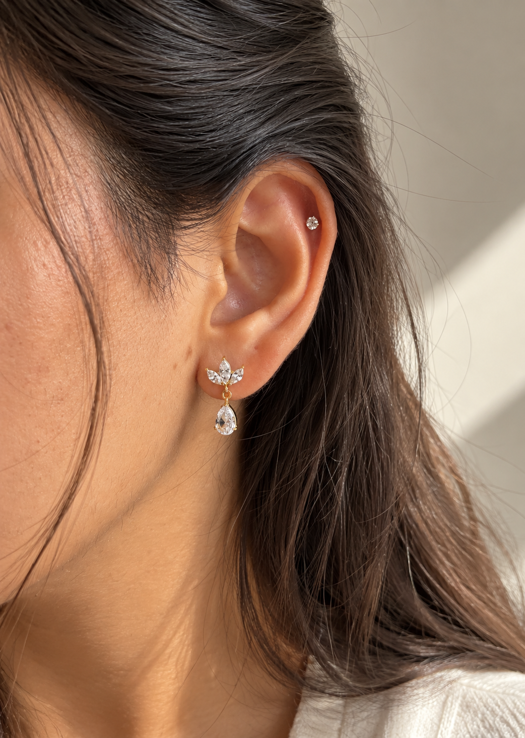 Lotus Pear Drop Earring