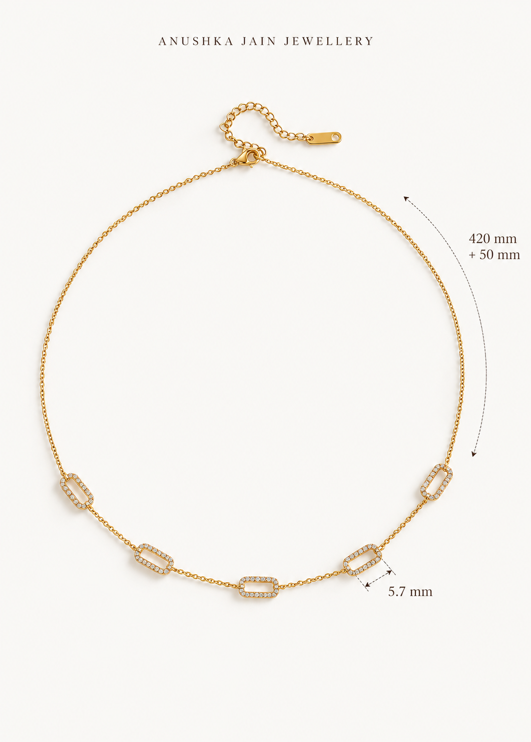 Pave Link Station Necklace
