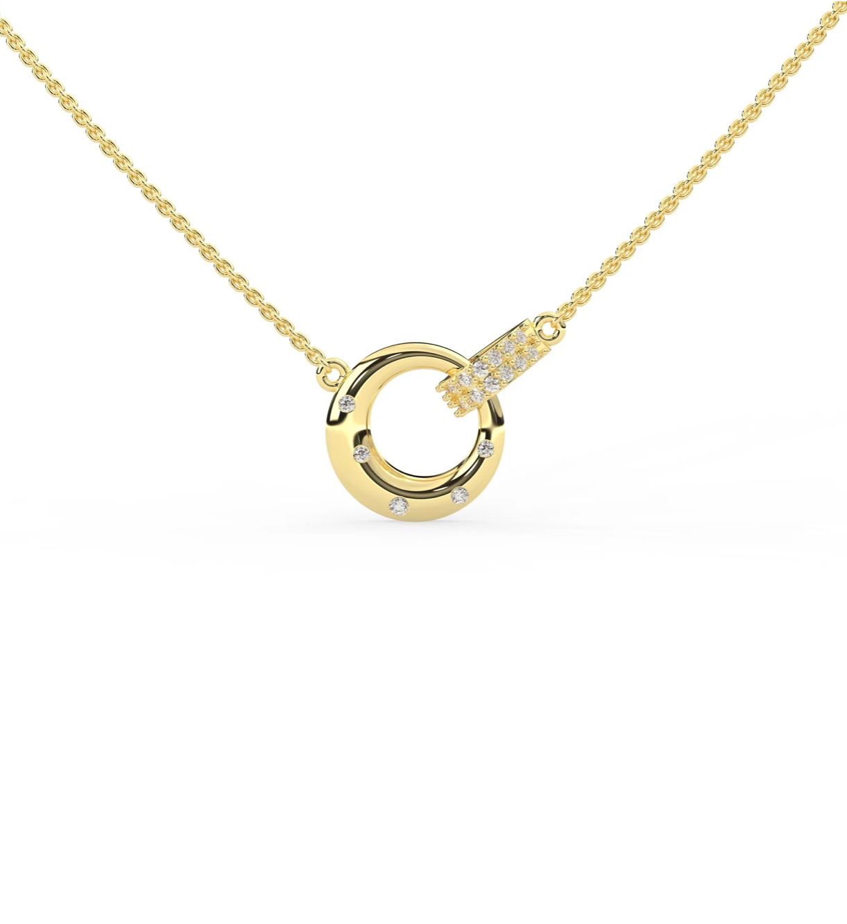 Gold Diamond Interlocking necklace White Gold