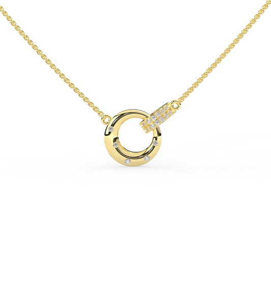 Gold Diamond Interlocking necklace White Gold