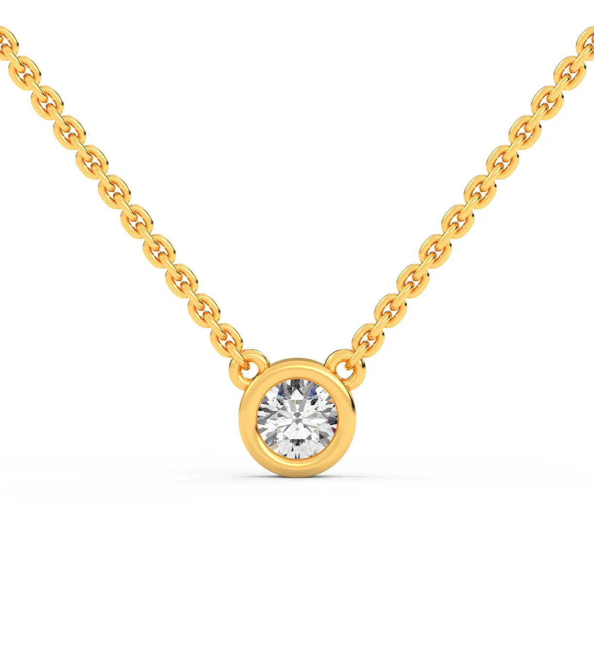 Gold Diamond Bezel Necklace White Gold 2. MM