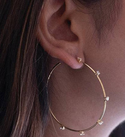 Stationed Thin Hoop Earring