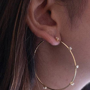 Stationed Thin Hoop Earring