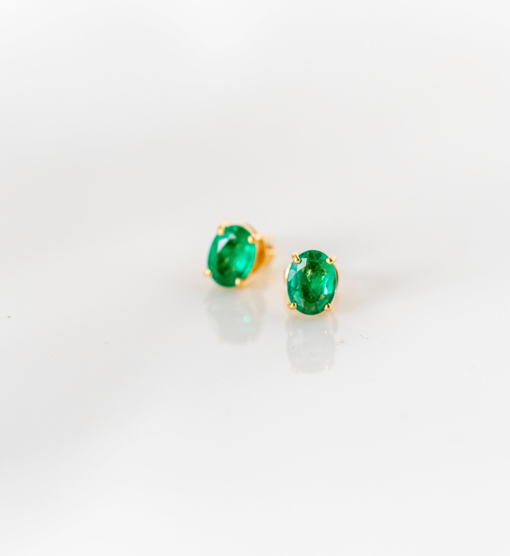 Emerald Oval Studs