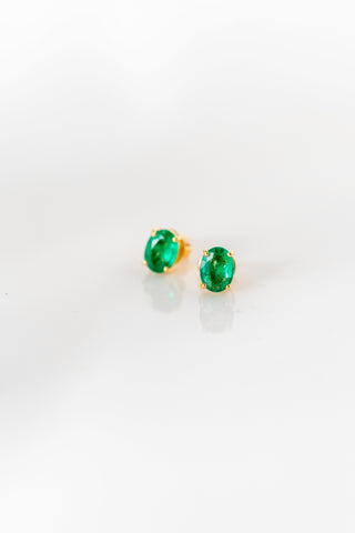 Emerald Oval Studs