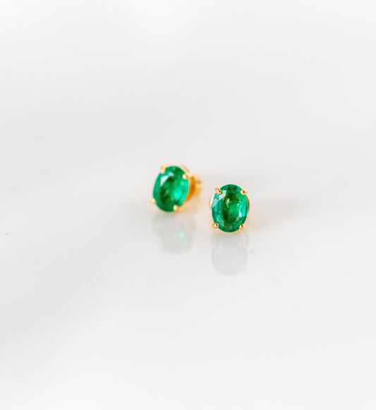 Emerald Oval Studs