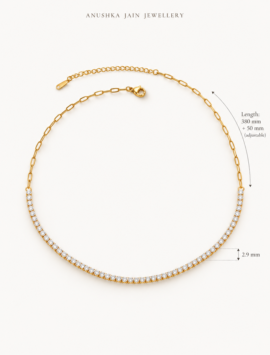 Half Tennis Chain Necklace