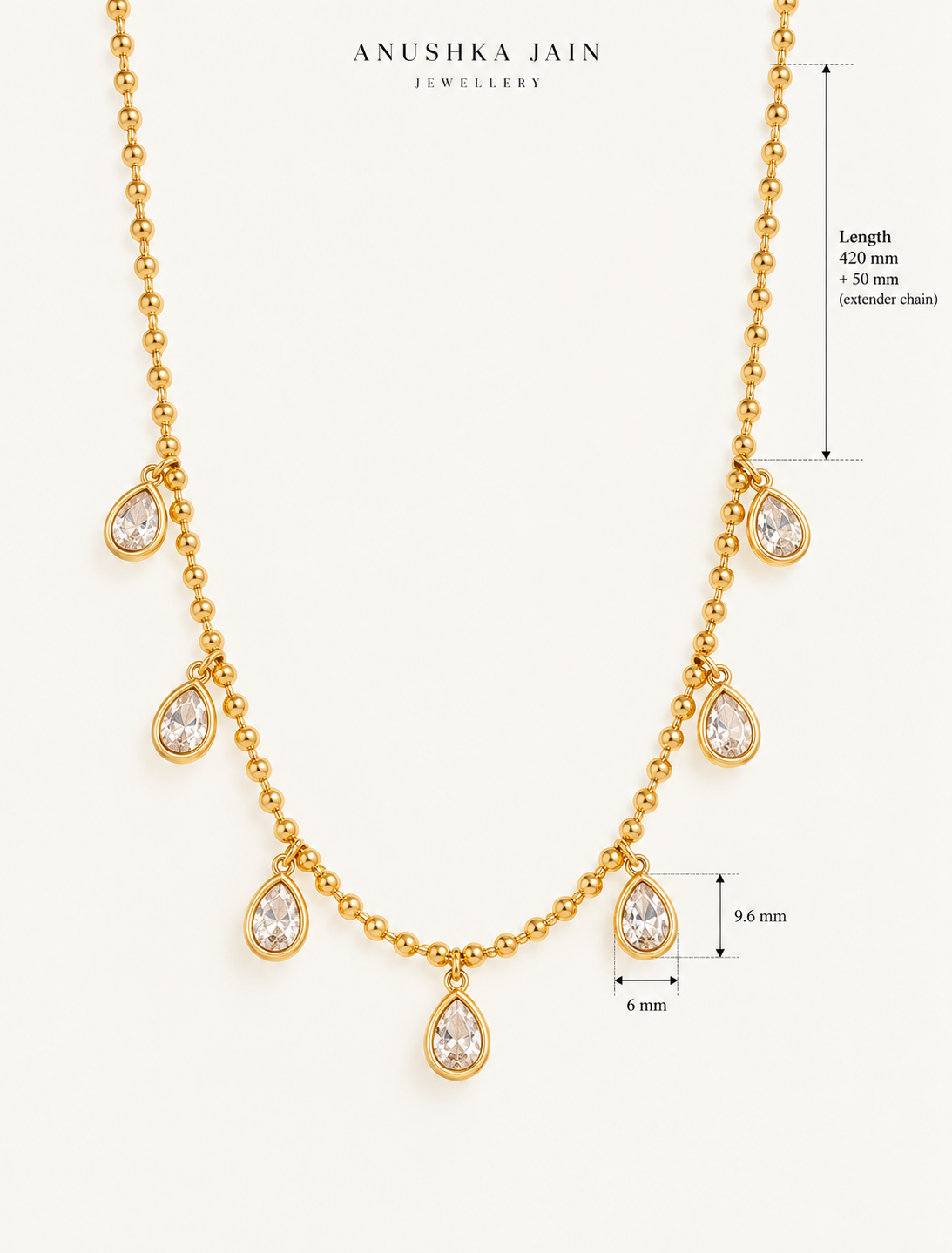 Teardrop Charm Station Necklace