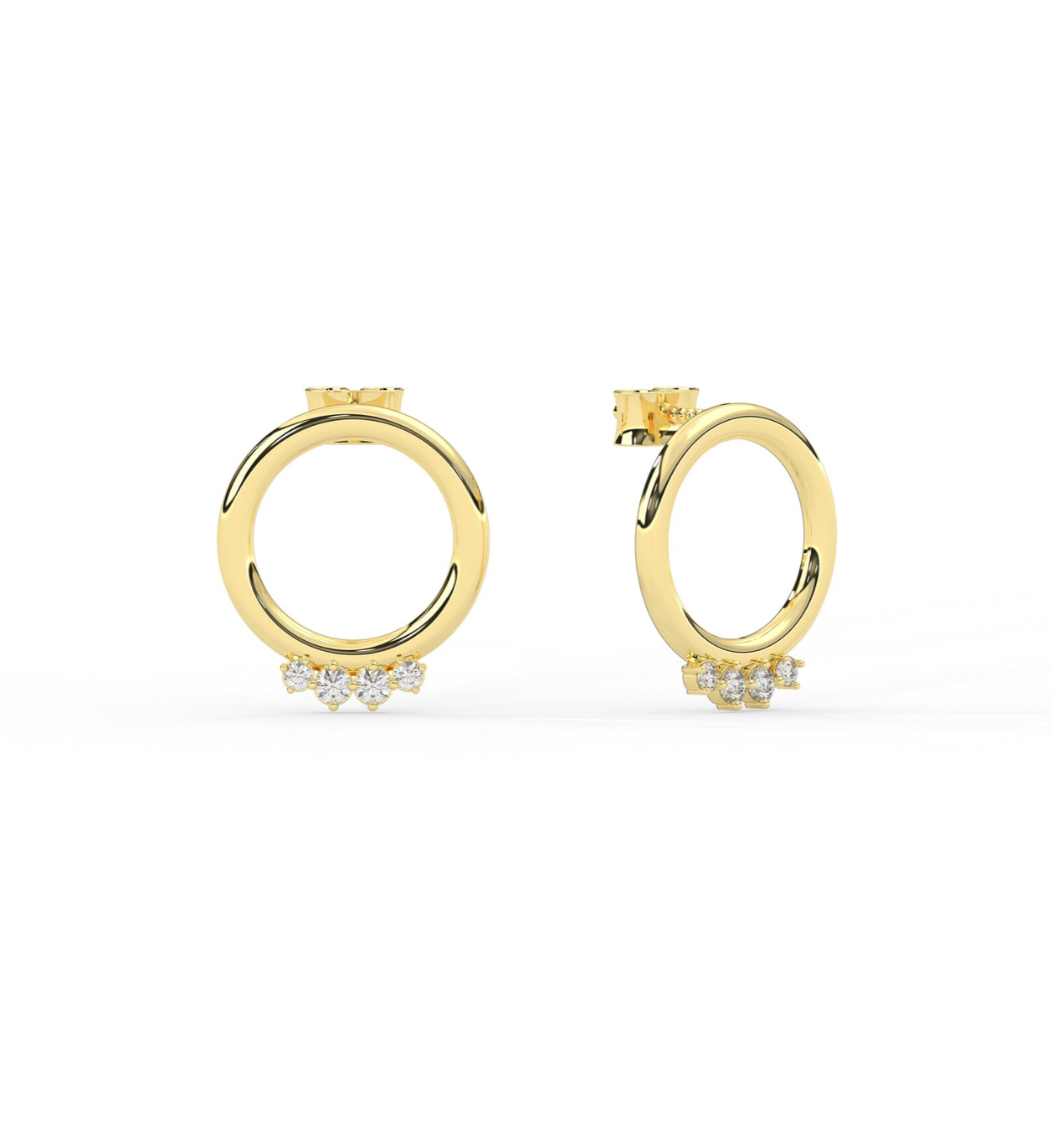 Open Circle Stud Earrings Yellow Gold