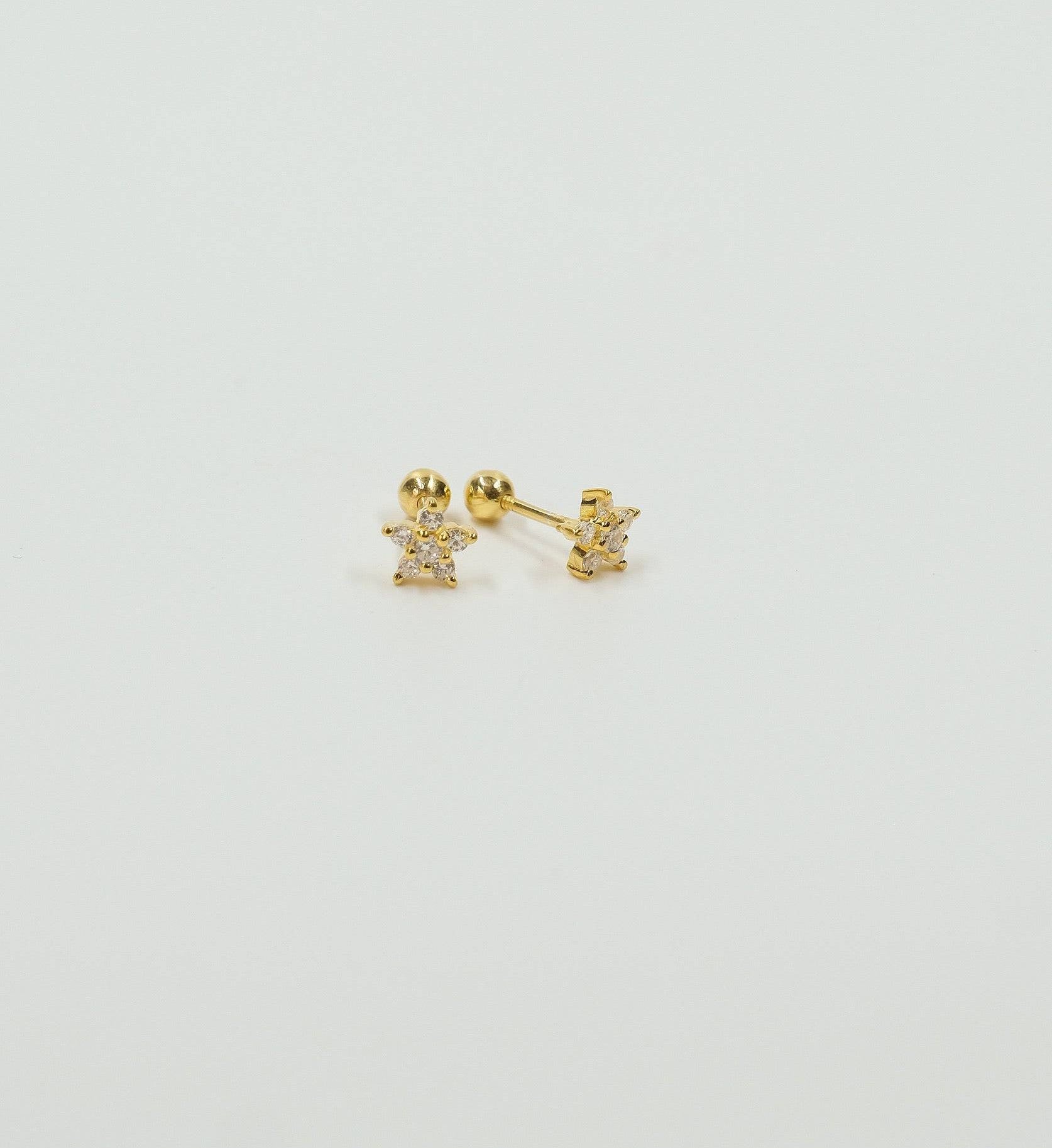 Micro Star Studs White Gold Pair