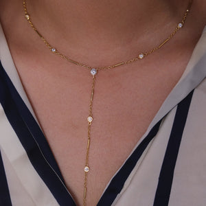 Diamond Chain Lariat Necklace