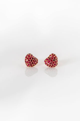 Ruby Studded Heart Studs