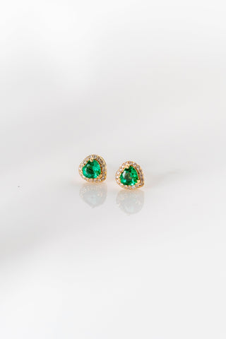 Emerald Diamond Heart Studs