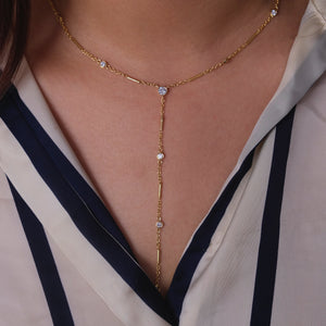 Diamond Chain Lariat Necklace