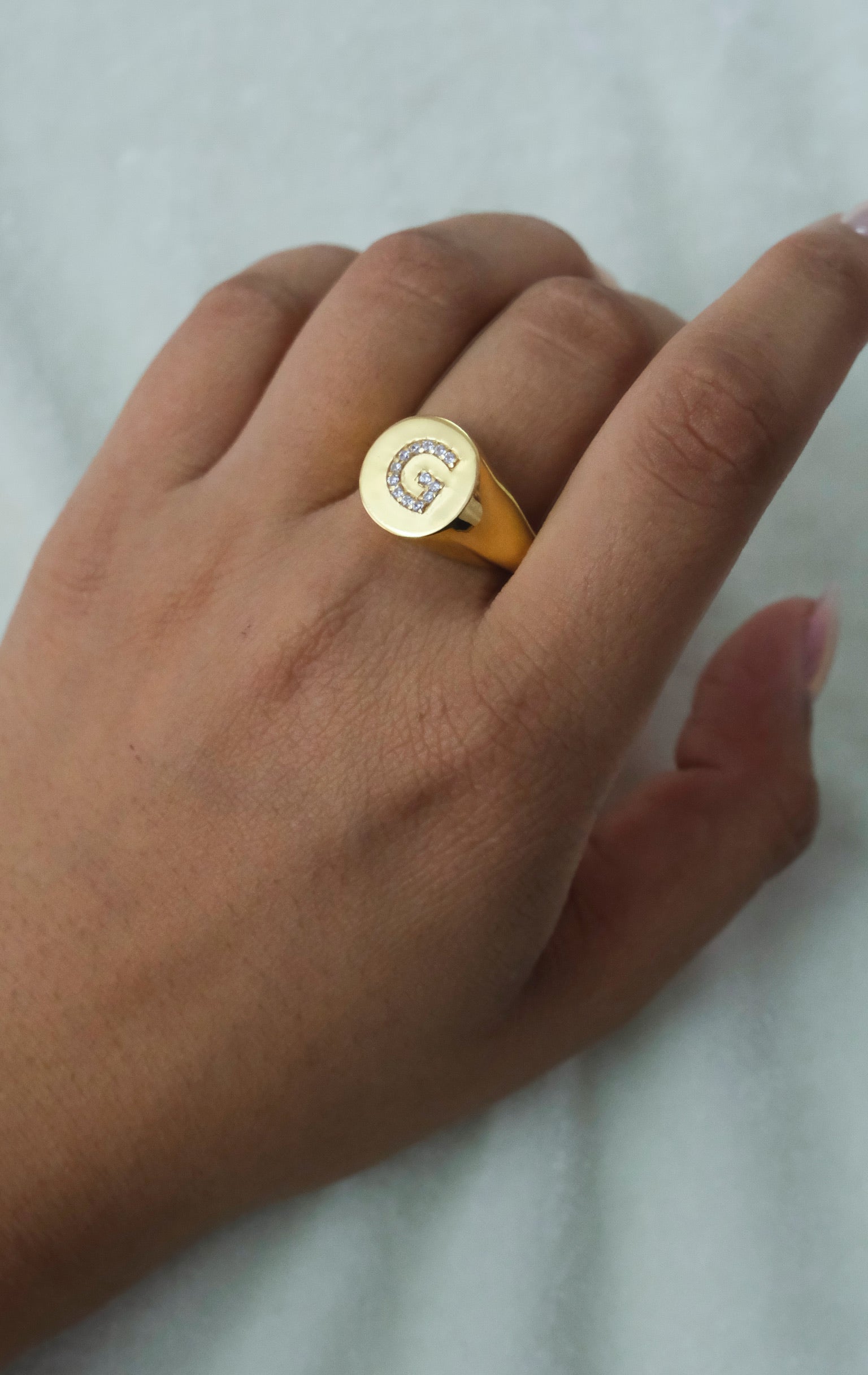 Initial Diamond Signet Ring