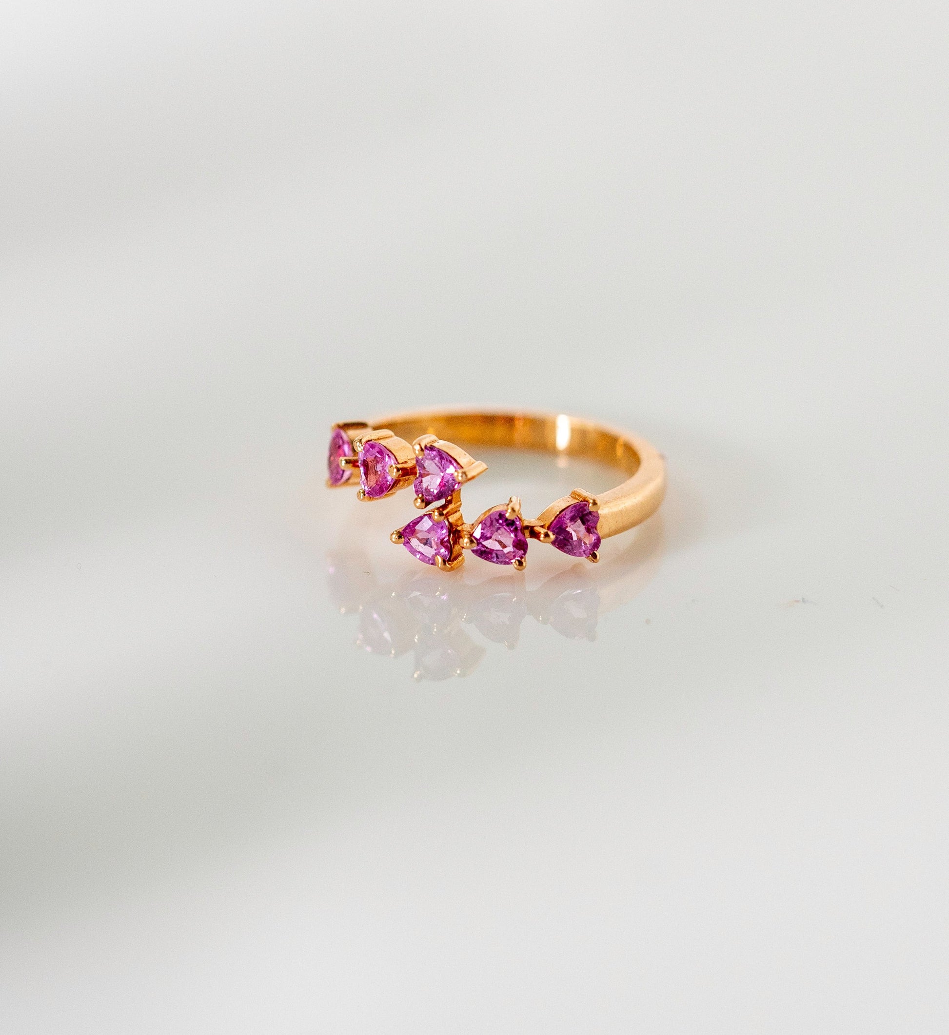 Pink Sapphire Princess Ring Yellow Gold