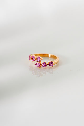 Pink Sapphire Princess Ring Yellow Gold