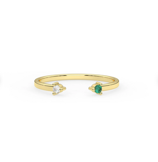 Natural Emerald and Diamond open Cuff Ring