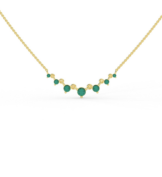 Cluster Emerald Necklace Yellow Gold