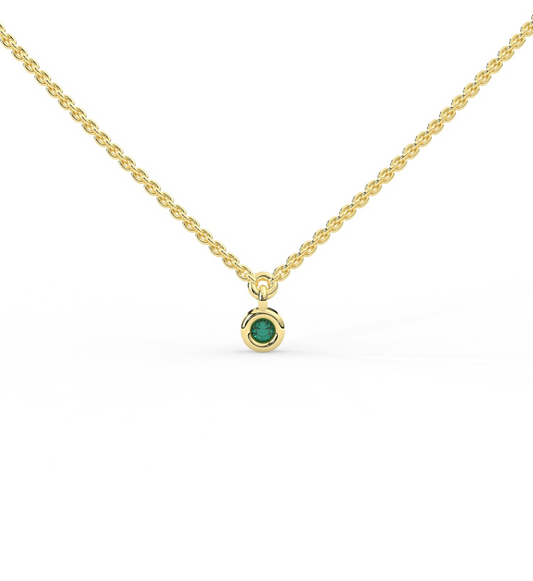 Bezel Set Emerald Necklace