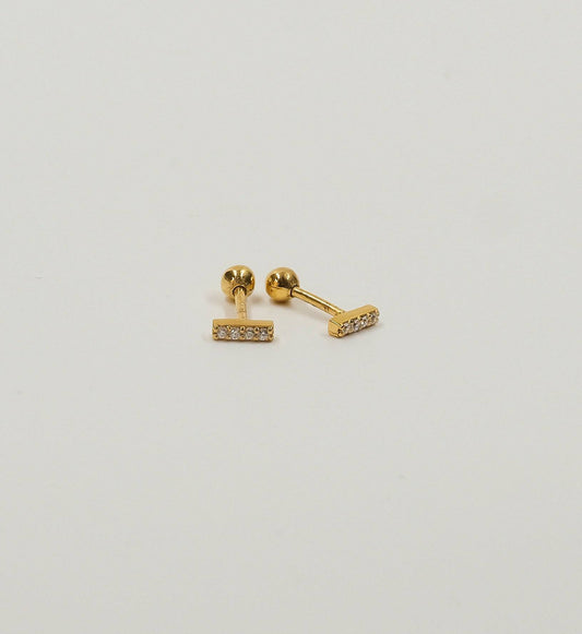 Diamond Bar Studs Yellow Gold